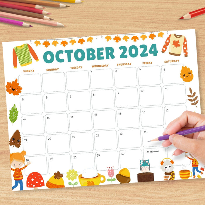 DIY Fall Harvest October Calendar Design