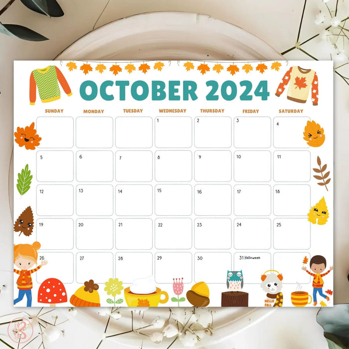 DIY Fall Harvest October Calendar Design