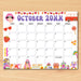 DIY Groovy Retro October Vintage Calendar Printable