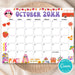 DIY Groovy Retro October Vintage Calendar Printable