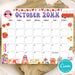 DIY Groovy Retro October Vintage Calendar Printable