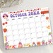 DIY Groovy Retro October Vintage Calendar Printable