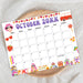 DIY Groovy Retro October Vintage Calendar Printable