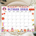 DIY Groovy Retro October Vintage Calendar Printable