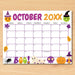 DIY October Cute Halloween Calendar Template