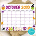 DIY October Cute Halloween Calendar Template
