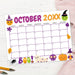 DIY October Cute Halloween Calendar Template