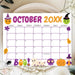 DIY October Cute Halloween Calendar Template