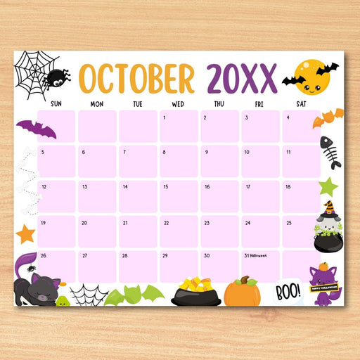 DIY October Halloween Themed Calendar Planner Template