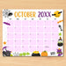 DIY October Halloween Themed Calendar Planner Template