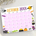 DIY October Halloween Themed Calendar Planner Template