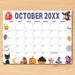 DIY Whimsical October Halloween Calendar Template