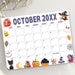 DIY Whimsical October Halloween Calendar Template