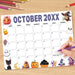 DIY Whimsical October Halloween Calendar Template