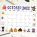 DIY Whimsical October Halloween Calendar Template
