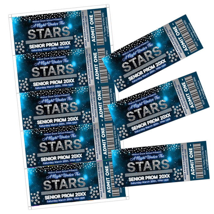 Customizable A Night Under The Stars Prom Invitation Flyer and Ticket Bundle Template | Starry Night School Dance Event