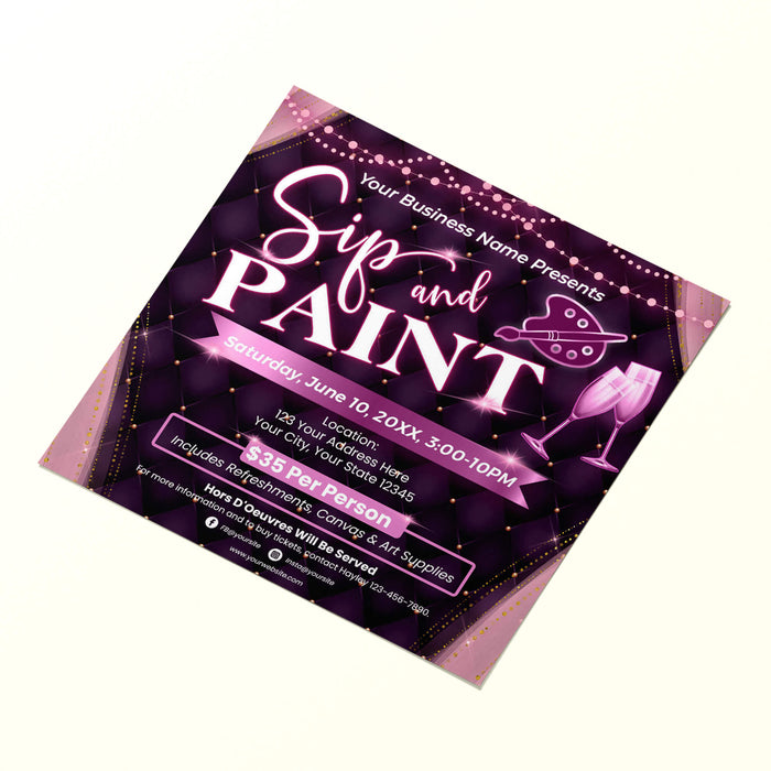 Customizable Sip and Paint Flyer | Painting Event Invite Template