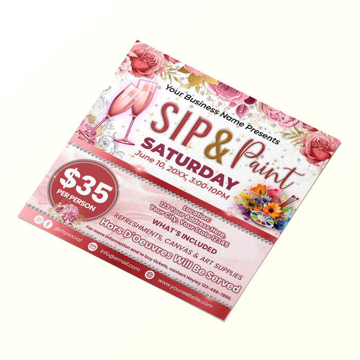 DIY Sip and Paint Flyer Template | Painting Party Event Invitation