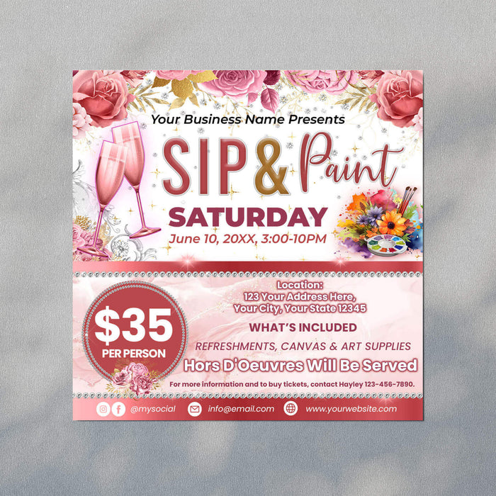 DIY Sip and Paint Flyer Template | Painting Party Event Invitation