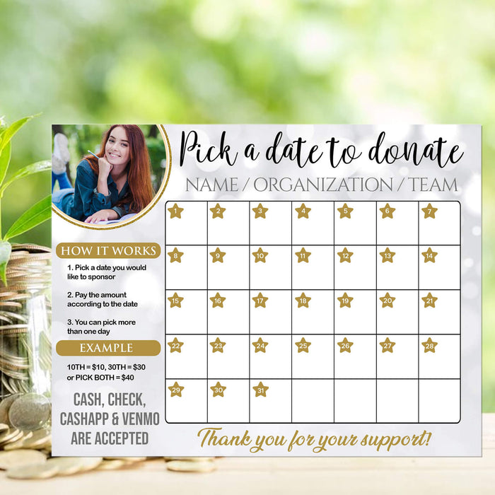 School Fundraiser Printable Donation Calendar