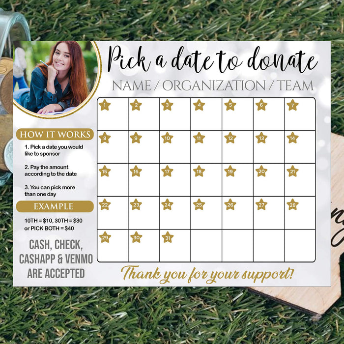 School Fundraiser Printable Donation Calendar