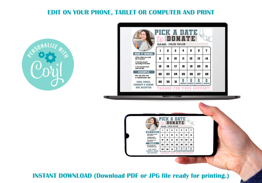 Printable Calendar for Charity Events