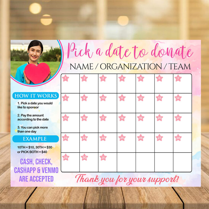 All Purpose Pick a Date Donation Calendar