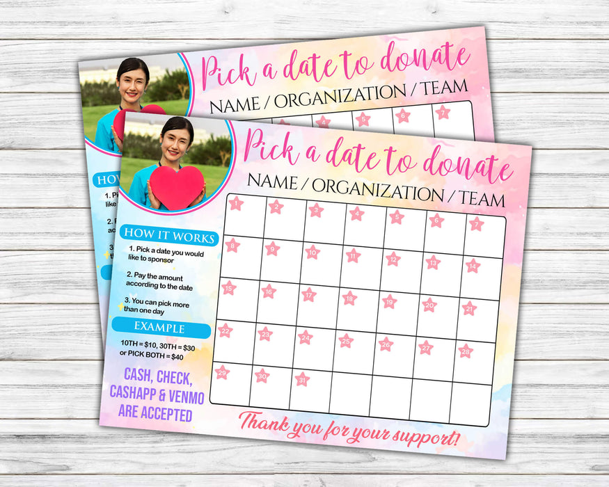 All Purpose Pick a Date Donation Calendar