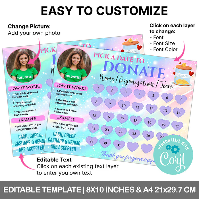 Editable Fundraiser Calendar Template PDF