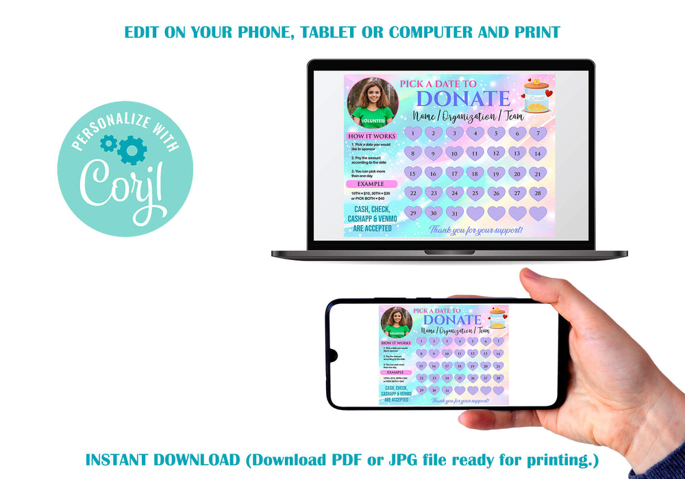 Editable Fundraiser Calendar Template PDF