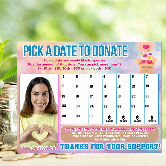 Customizable Donation Calendar for Fundraisers