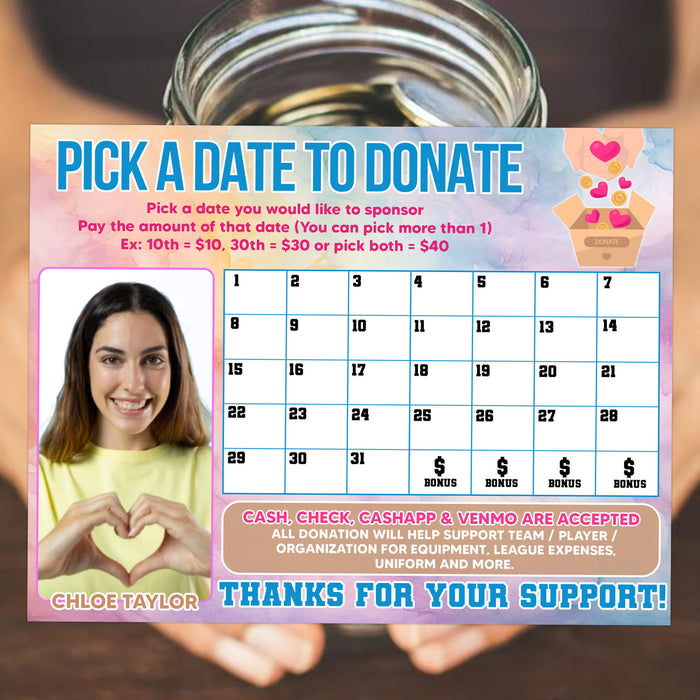 Customizable Donation Calendar for Fundraisers