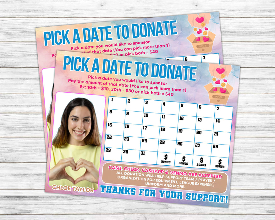 Customizable Donation Calendar for Fundraisers