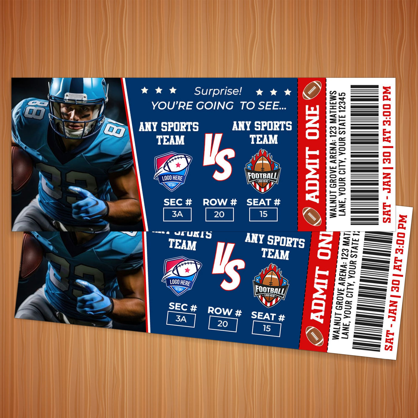 Customizable Football Game Ticket Template | Sports Game Ticket - Posh Park