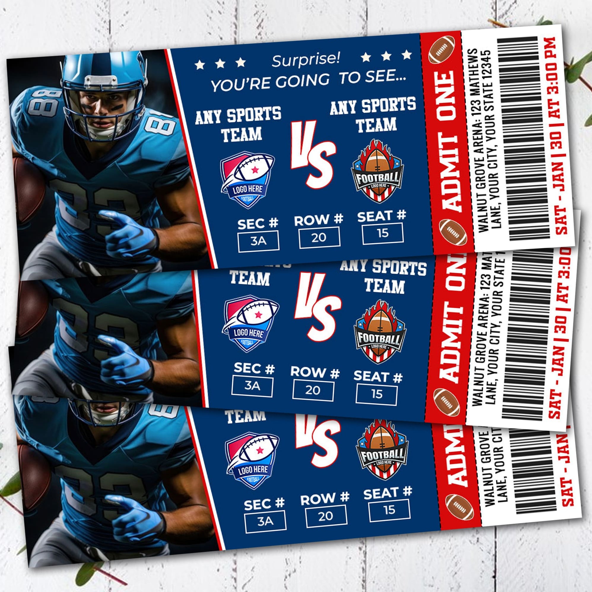 Customizable Football Game Ticket Template | Sports Game Ticket - Posh Park
