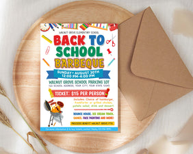 Customizable Back To School BBQ Flyer Template | School BBQ Party Flyer ...