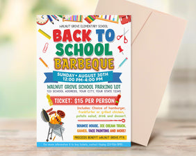 Customizable Back To School BBQ Flyer Template | School BBQ Party Flyer ...