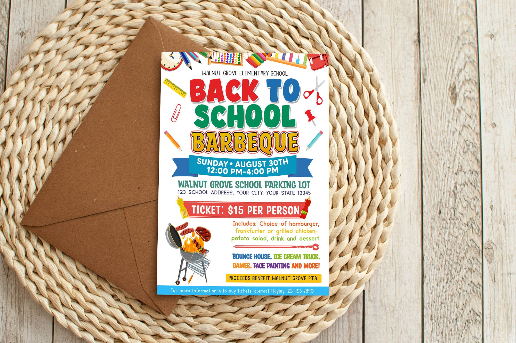 Customizable Back To School BBQ Flyer Template | School BBQ Party Flyer ...