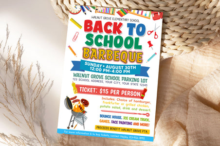 Customizable Back To School BBQ Flyer Template | School BBQ Party Flyer ...