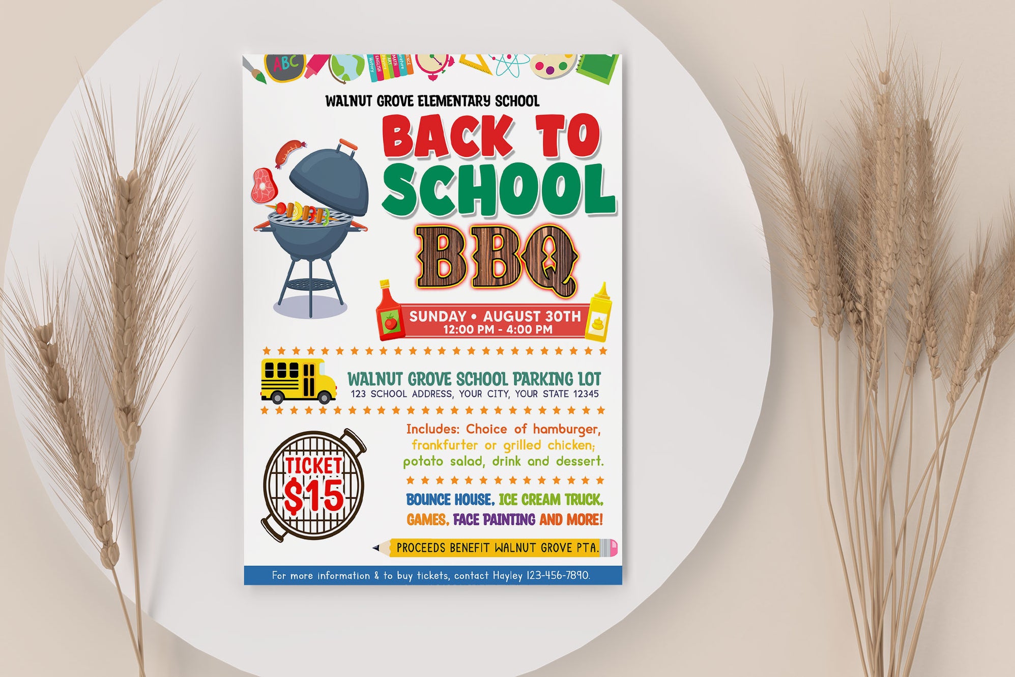 DIY Back To School BBQ Flyer | School Cookout BBQ Party Flyer Invite ...