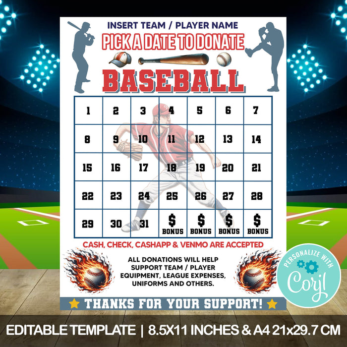 Baseball Pick A Date To Donate | Fundraising Donation Calendar Template - Posh Park baseball-pick-a-date-to-donate-fundraising-donation-calendar-template-posh-park