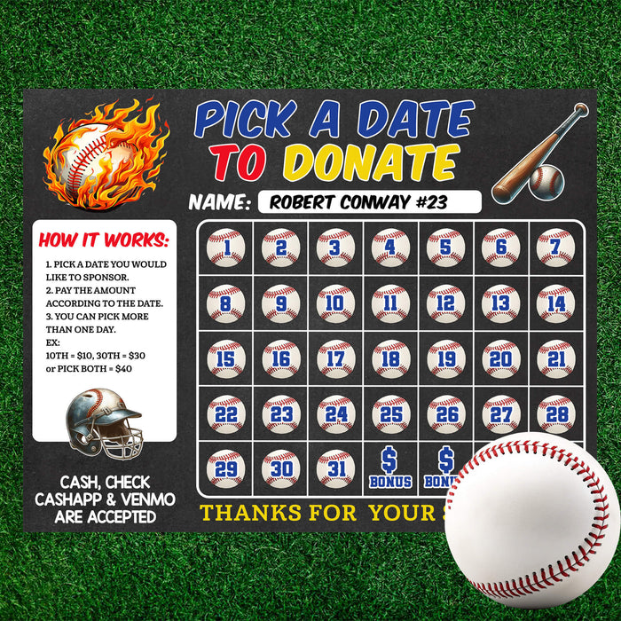 Baseball Fundraiser Donation Calendar Template | Pick a Date to Donate Sports Fundraiser Calendar - Posh Park baseball-fundraiser-donation-calendar-template-pick-a-date-to-donate-sports-fundraiser-calendar-posh-park