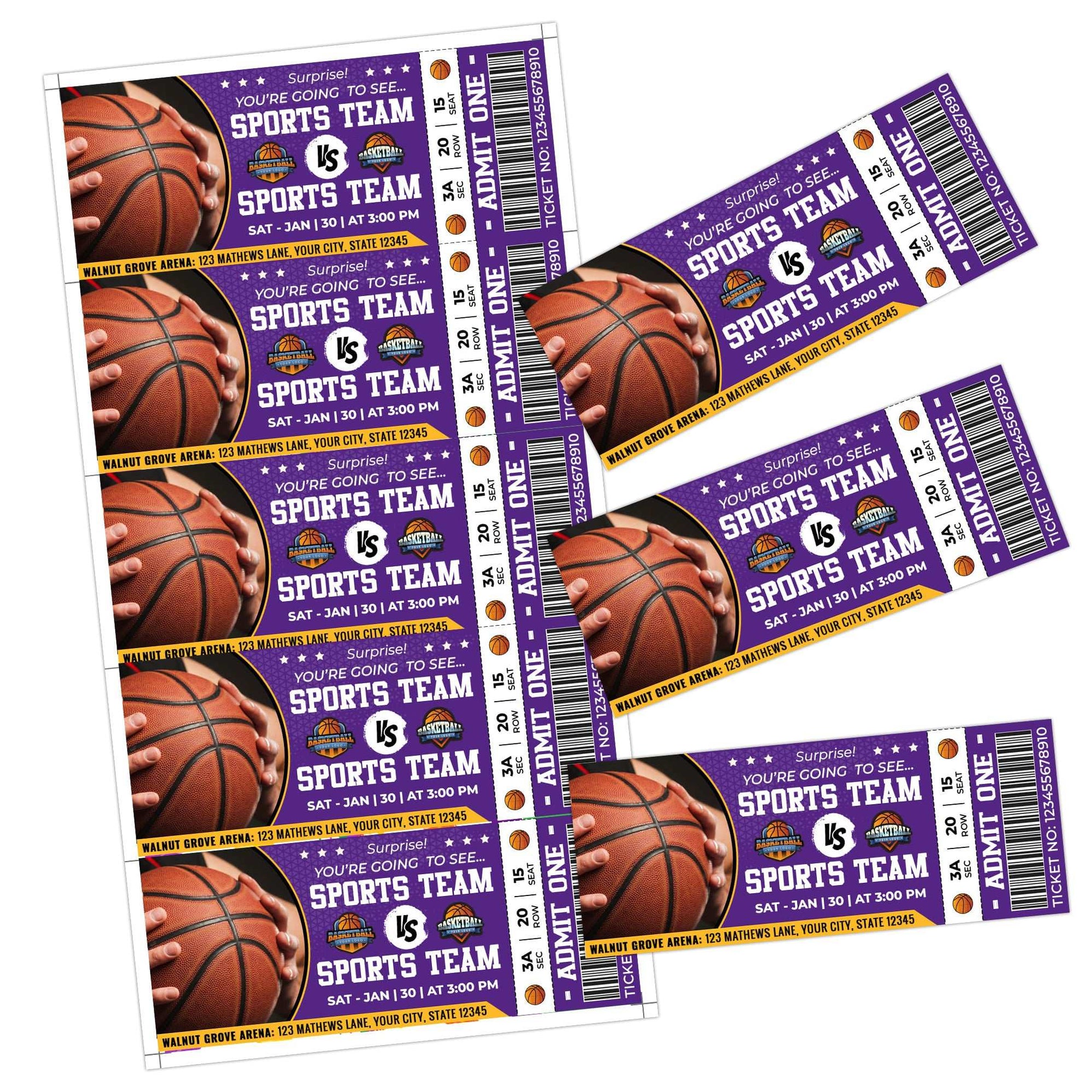 DIY Basketball Game Stub Ticket Template Sports Event Ticket Posh Park