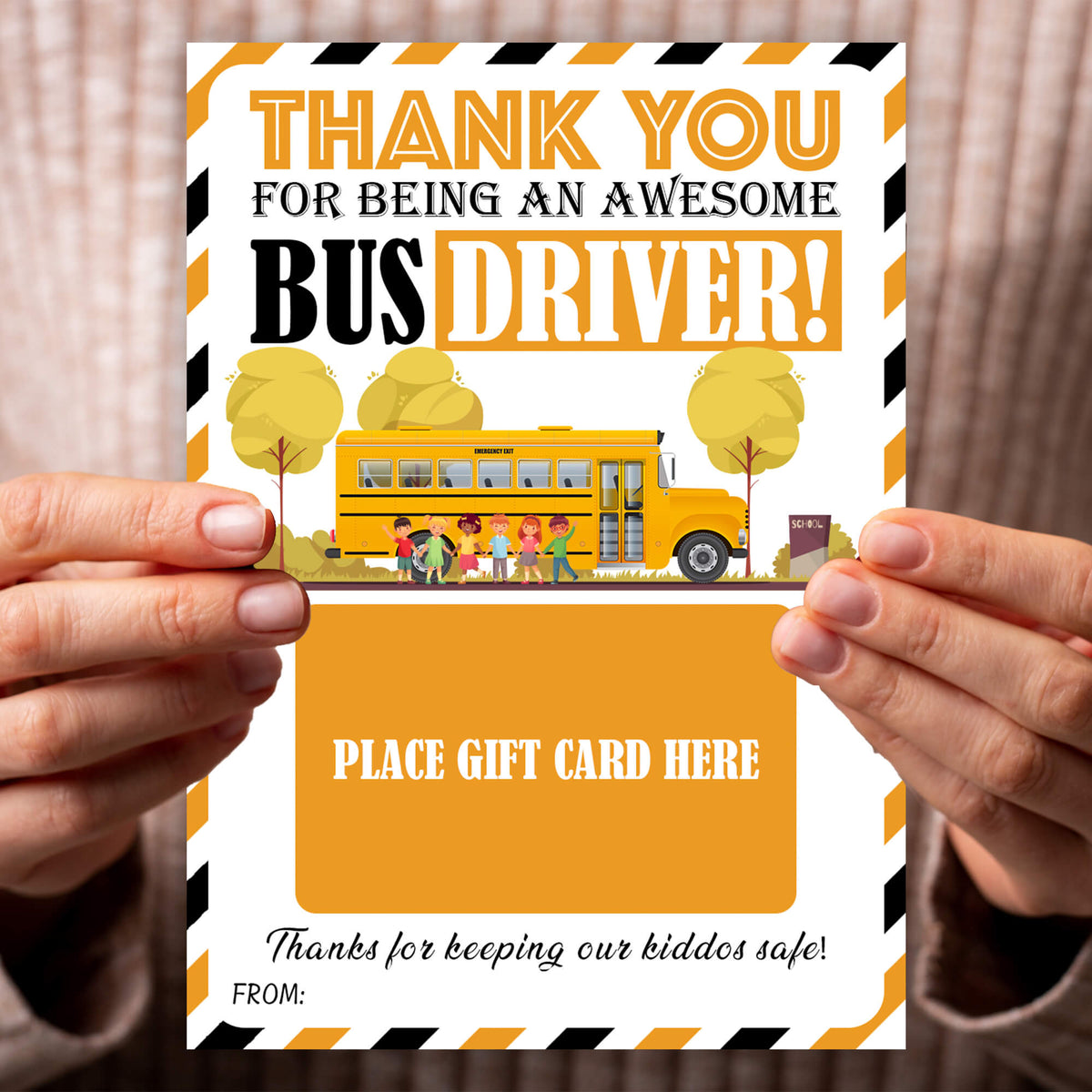 Printable BUS DRIVER Appreciation  Gift Card Holder. Thank You for  Being an Amazing Driver Digital Editable Instant Download. (Instant  Download) 