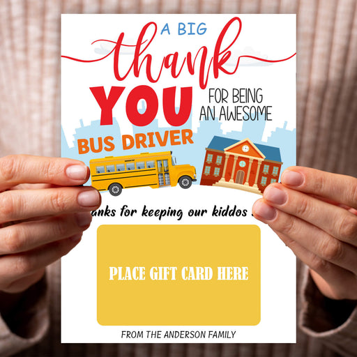 School Bus Driver Gift Card Holder Template | School Bus Driver Appreciation Gift Thank You Card