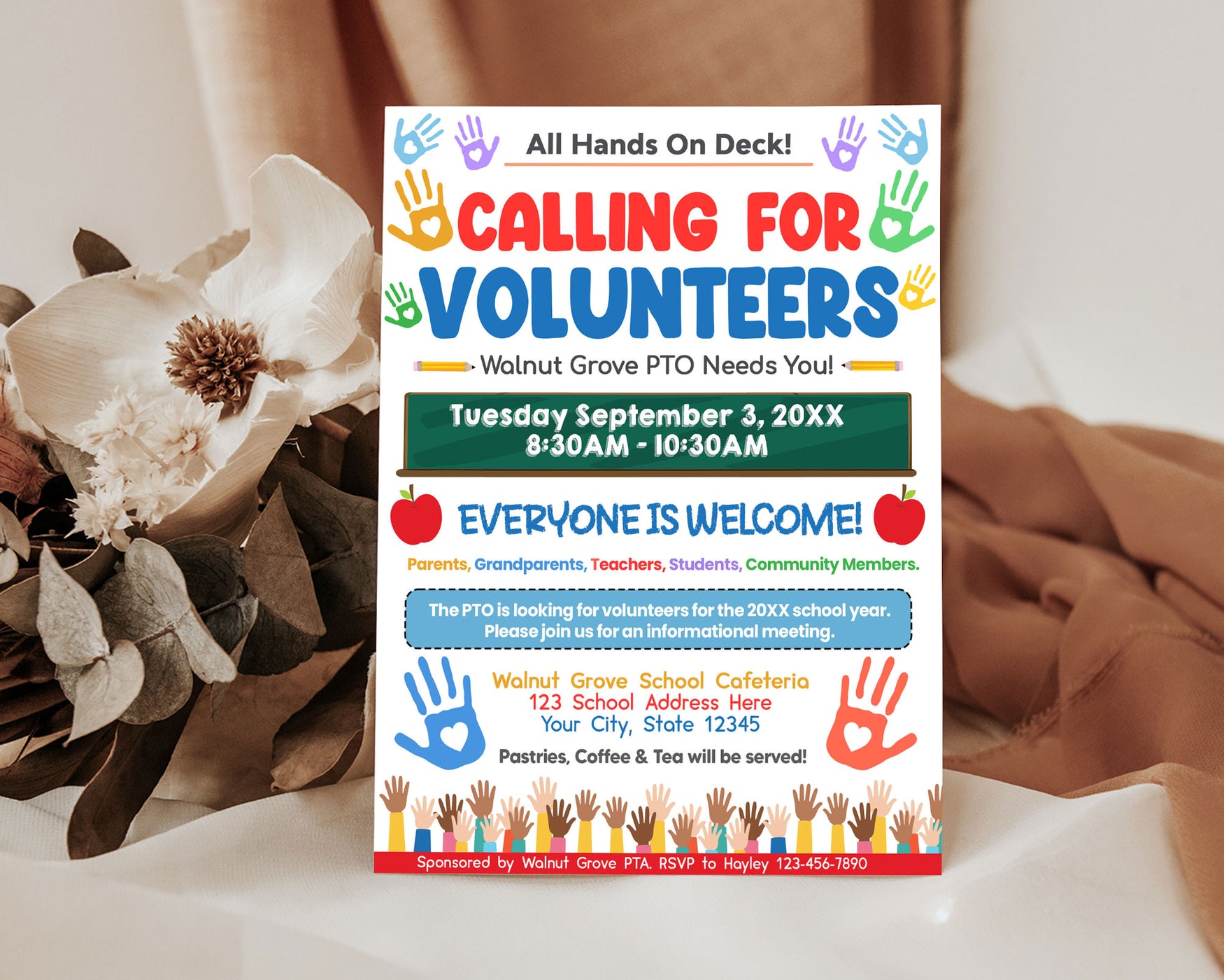 DIY Calling For Volunteers Invite Flyer Template | PTO PTA Volunteer ...