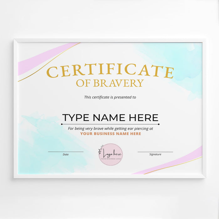 Editable Certificate of Bravery and Courage Award Template