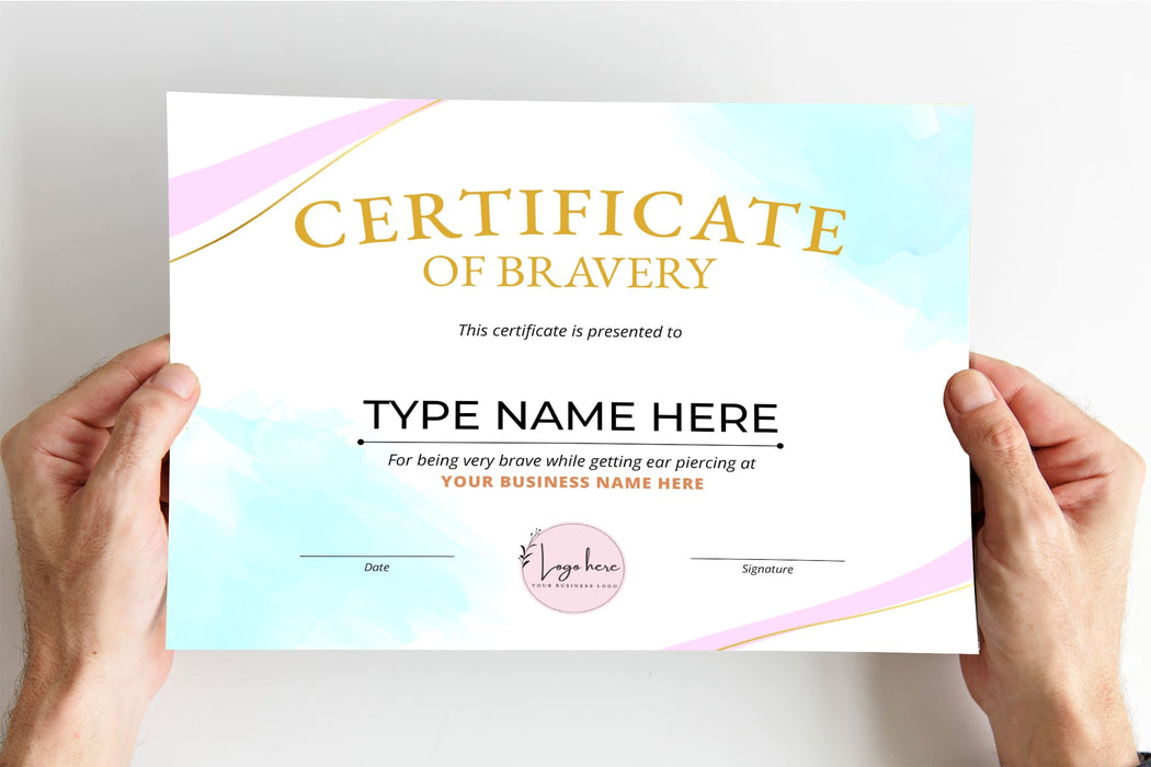 Editable Certificate of Bravery and Courage Award Template