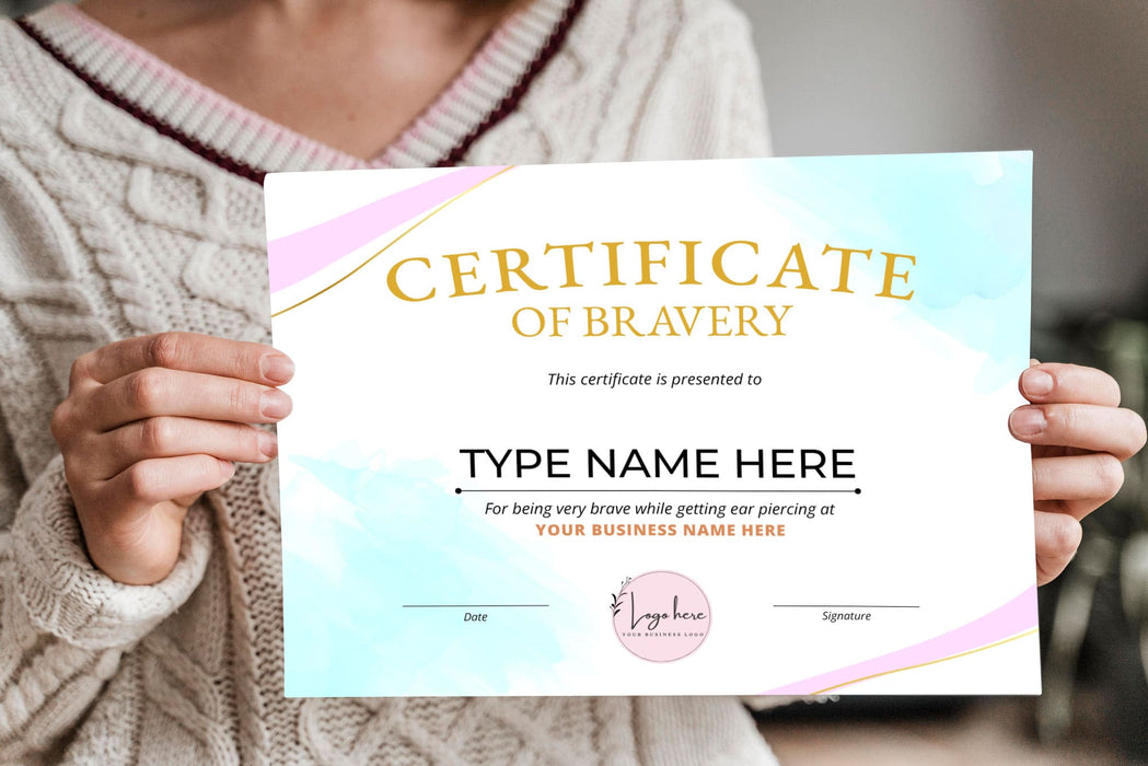 Editable Certificate of Bravery and Courage Award Template