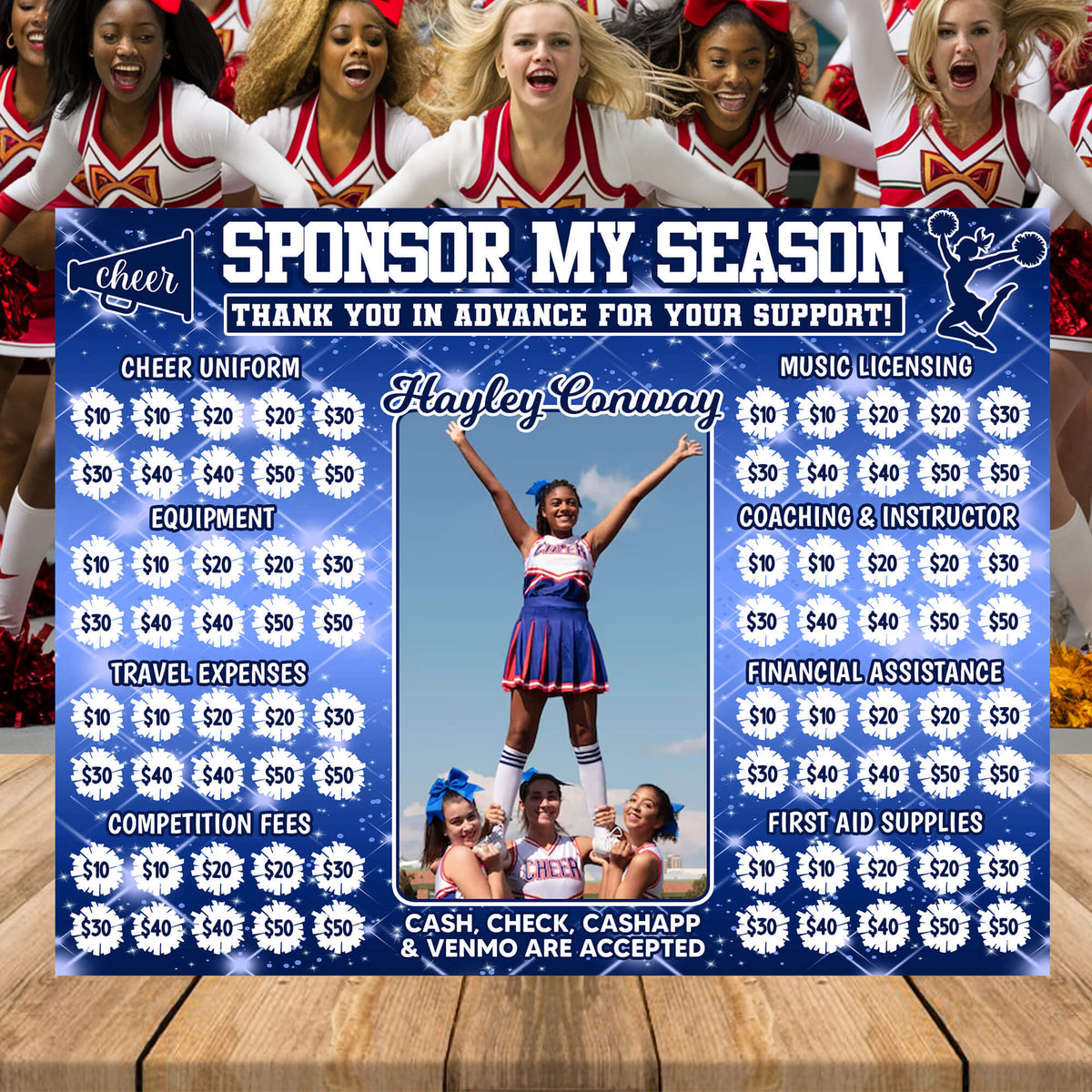 Cheer Team Donation Calendar Cheerleader Pick a Date to Donate